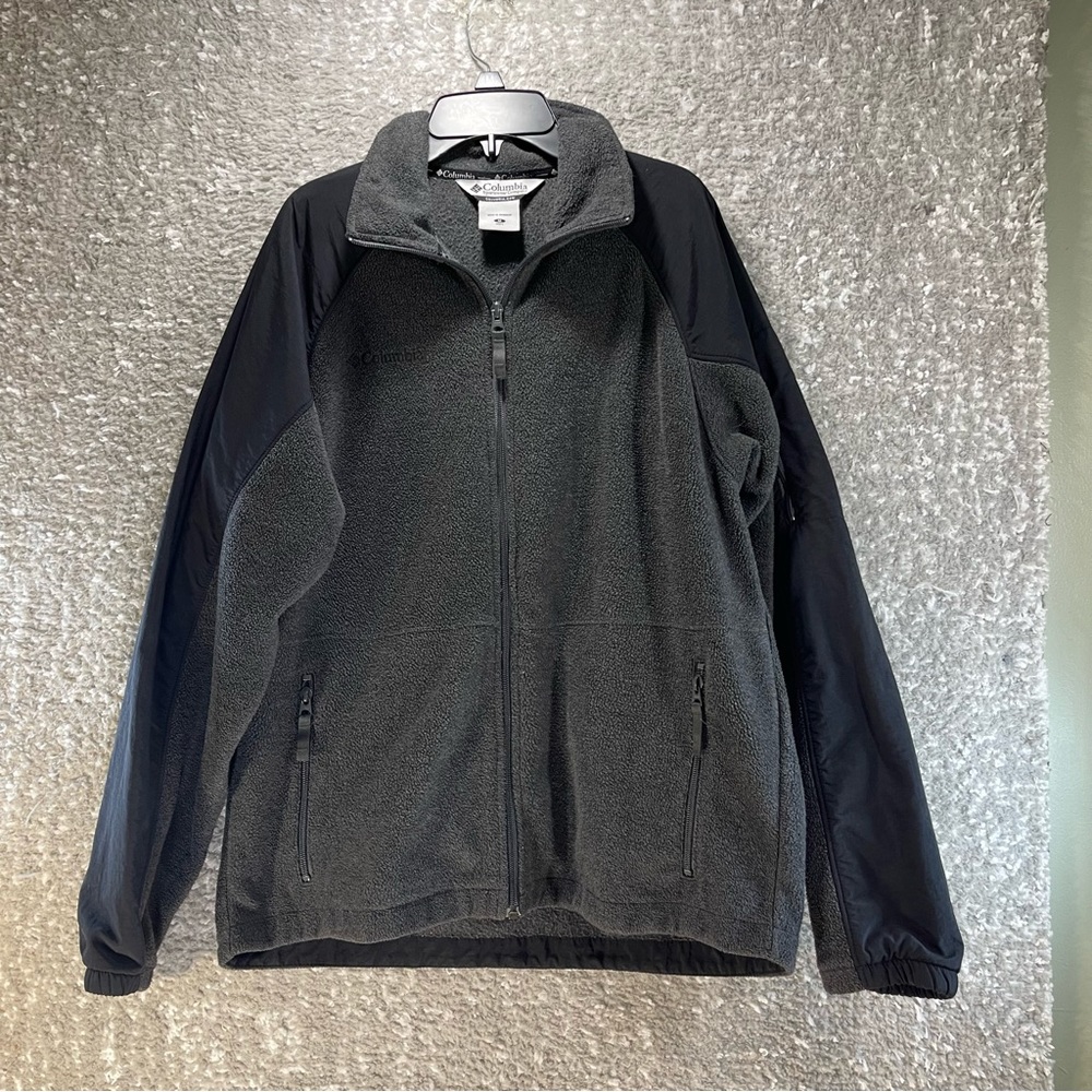 Columbia‎ Sportswear Zippered Fleece & Nylon Jacket Two Tone Gray & Black Medium